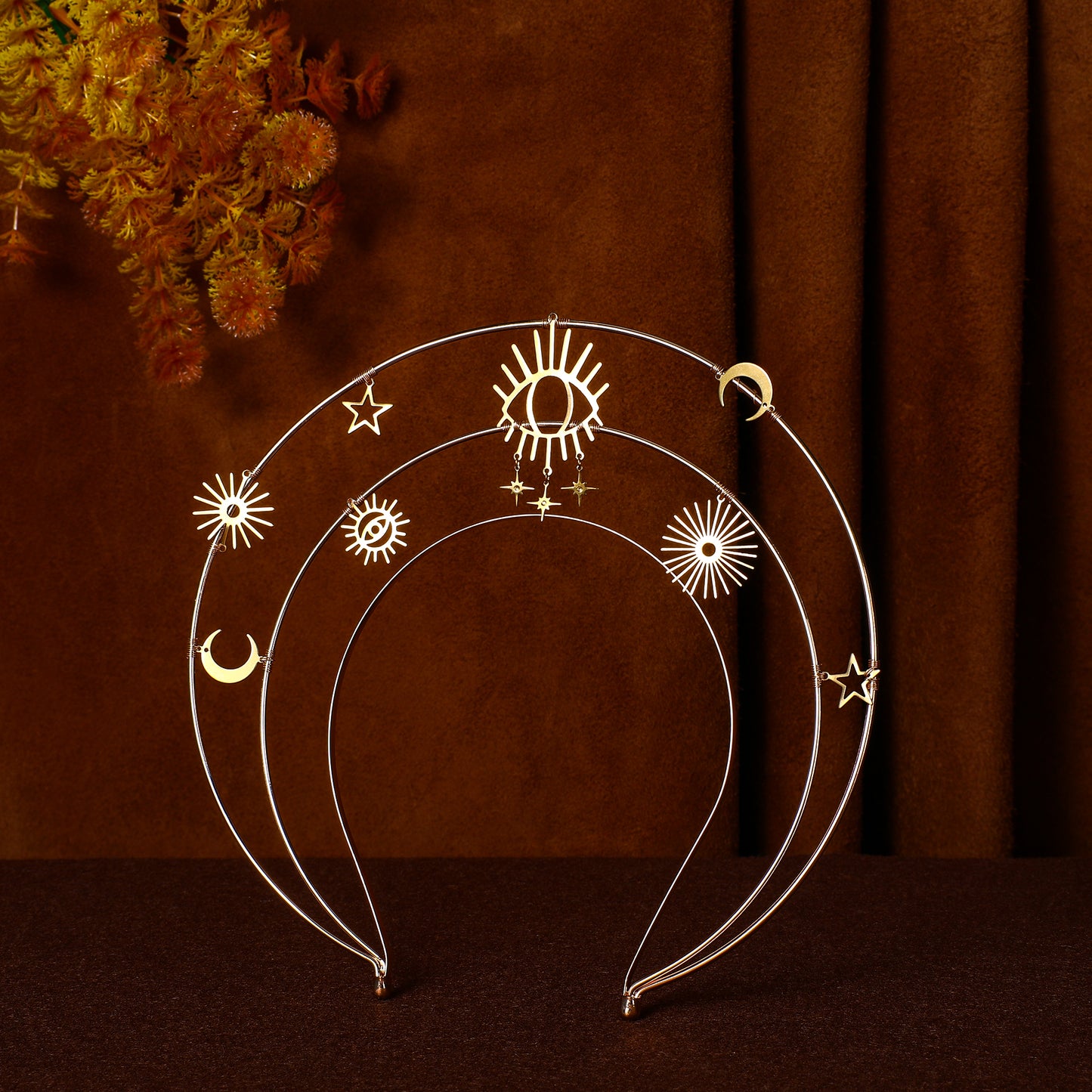 COSUCOS Gold Sun Halo Crown Headband Virgin Mary Headpiece Wedding Goddess Tiara