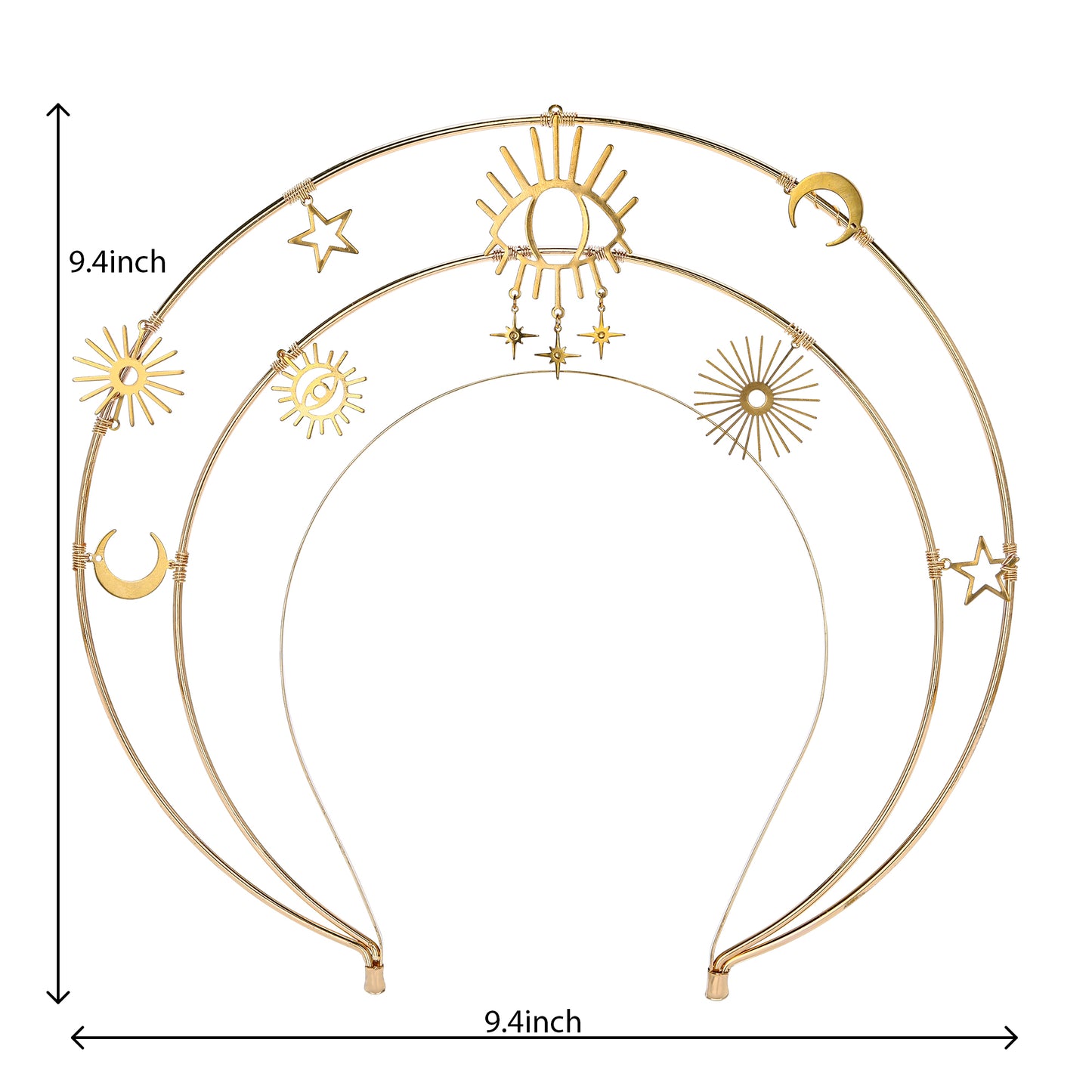 COSUCOS Gold Sun Halo Crown Headband Virgin Mary Headpiece Wedding Goddess Tiara
