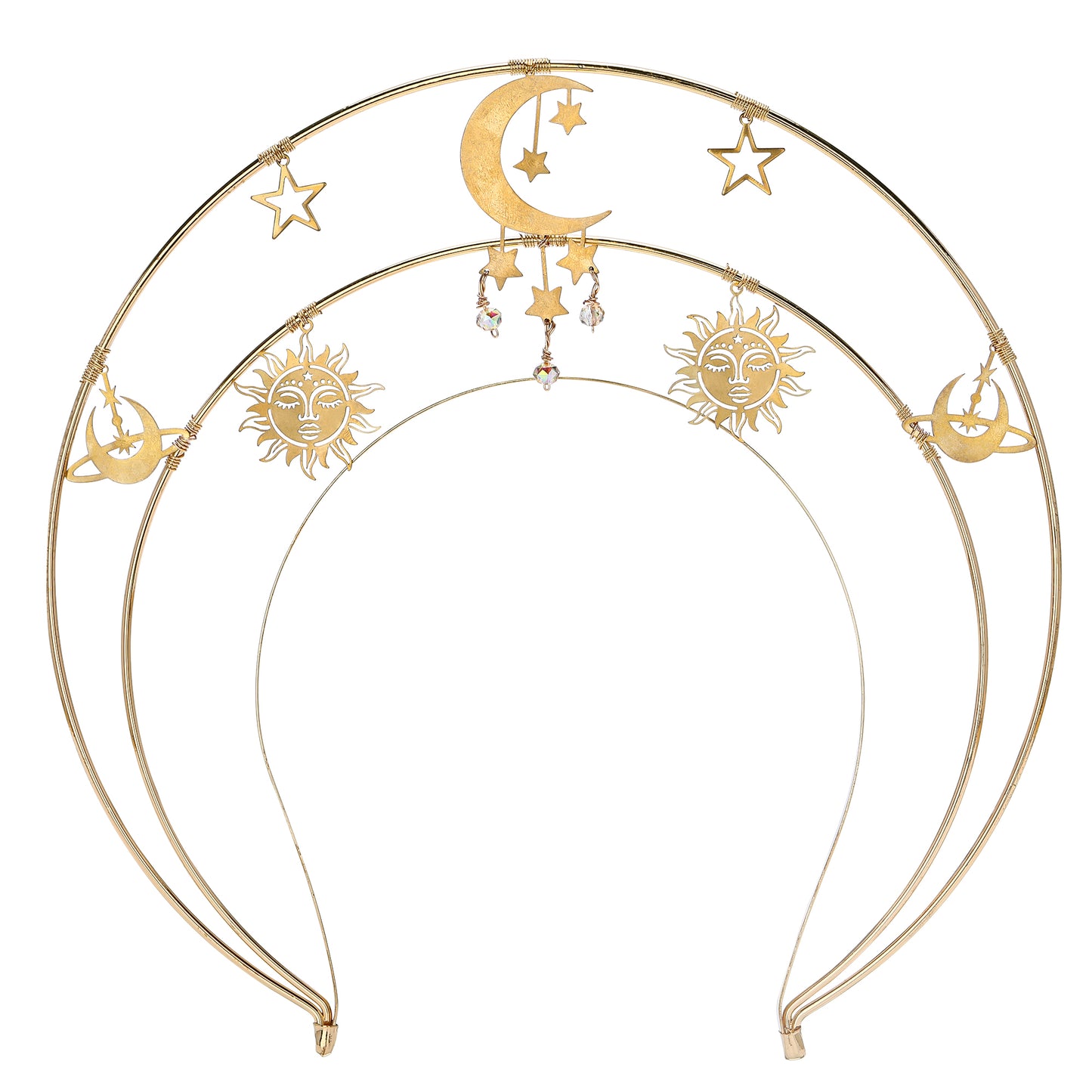 COSUCOS Moon Star Halo Crown Headpiece - Goddess Headband Virgin Mary Crowns