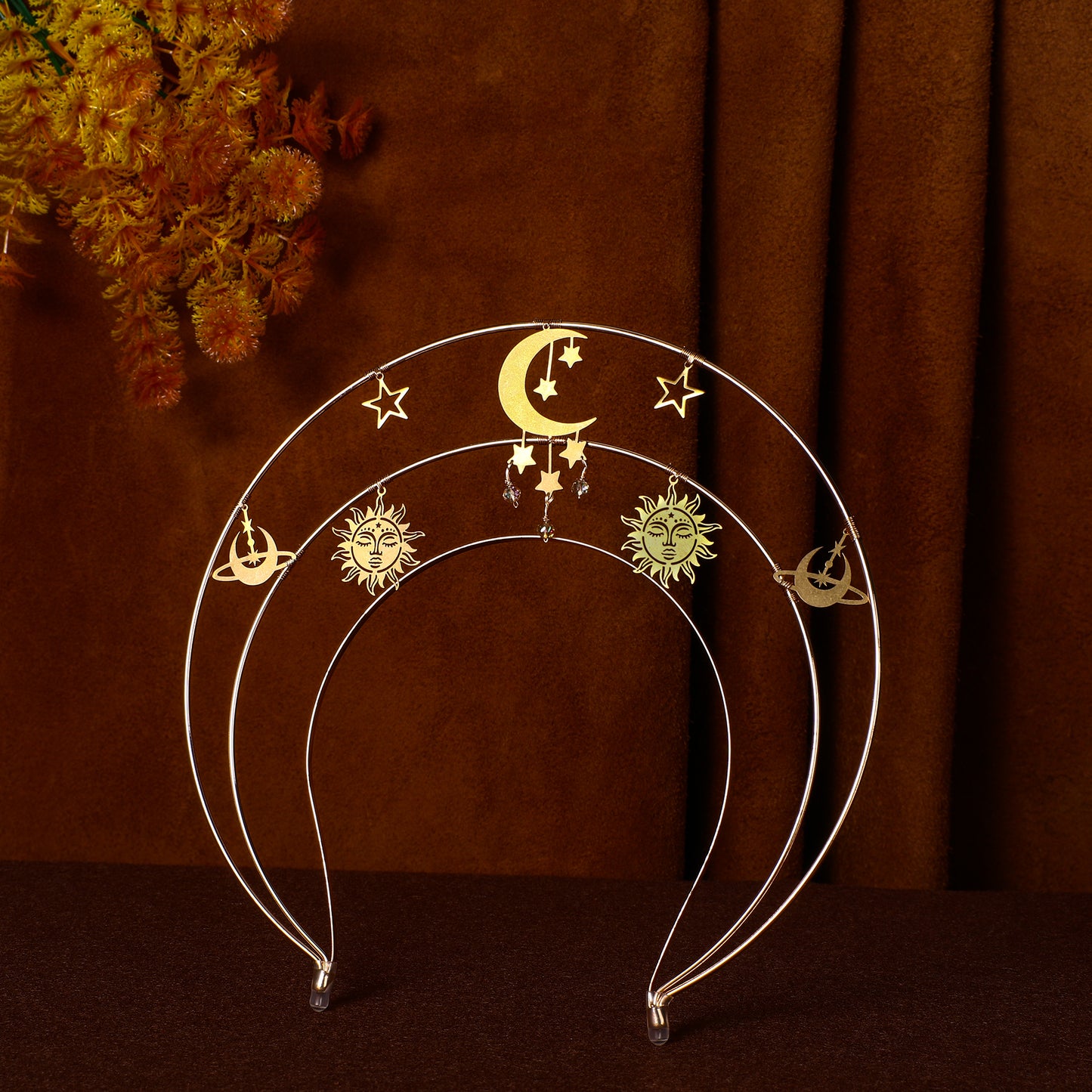 COSUCOS Moon Star Halo Crown Headpiece - Goddess Headband Virgin Mary Crowns