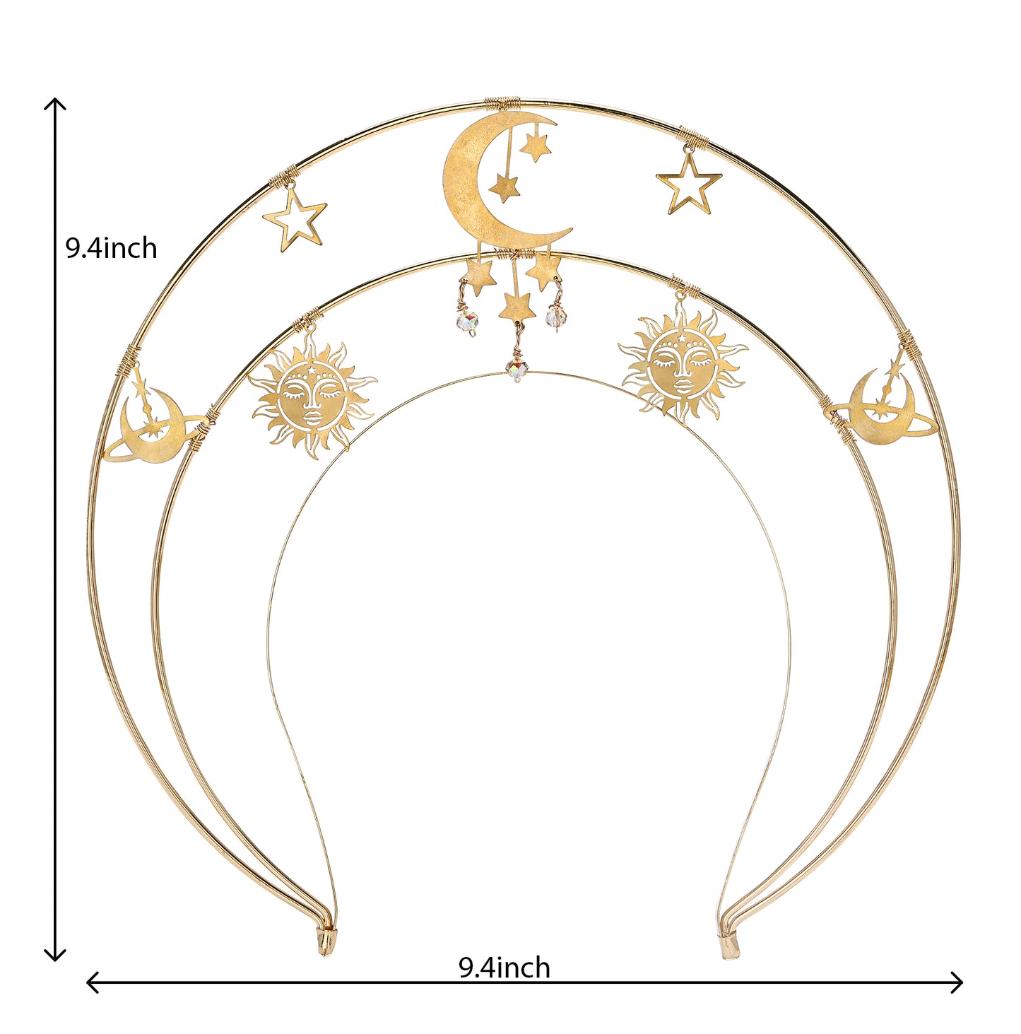 COSUCOS Moon Star Halo Crown Headpiece - Goddess Headband Virgin Mary Crowns