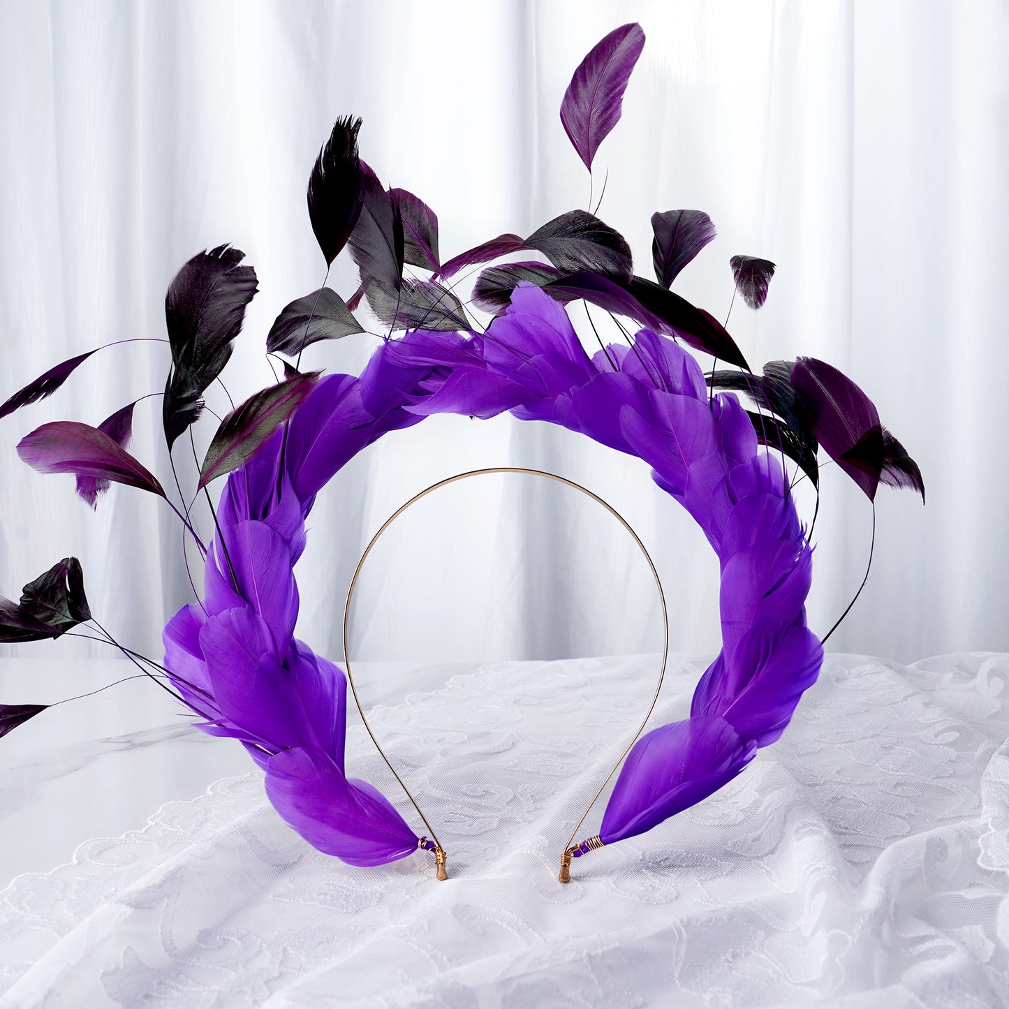 Purple Feather Halo Crown Headband - Angel Halo Crown