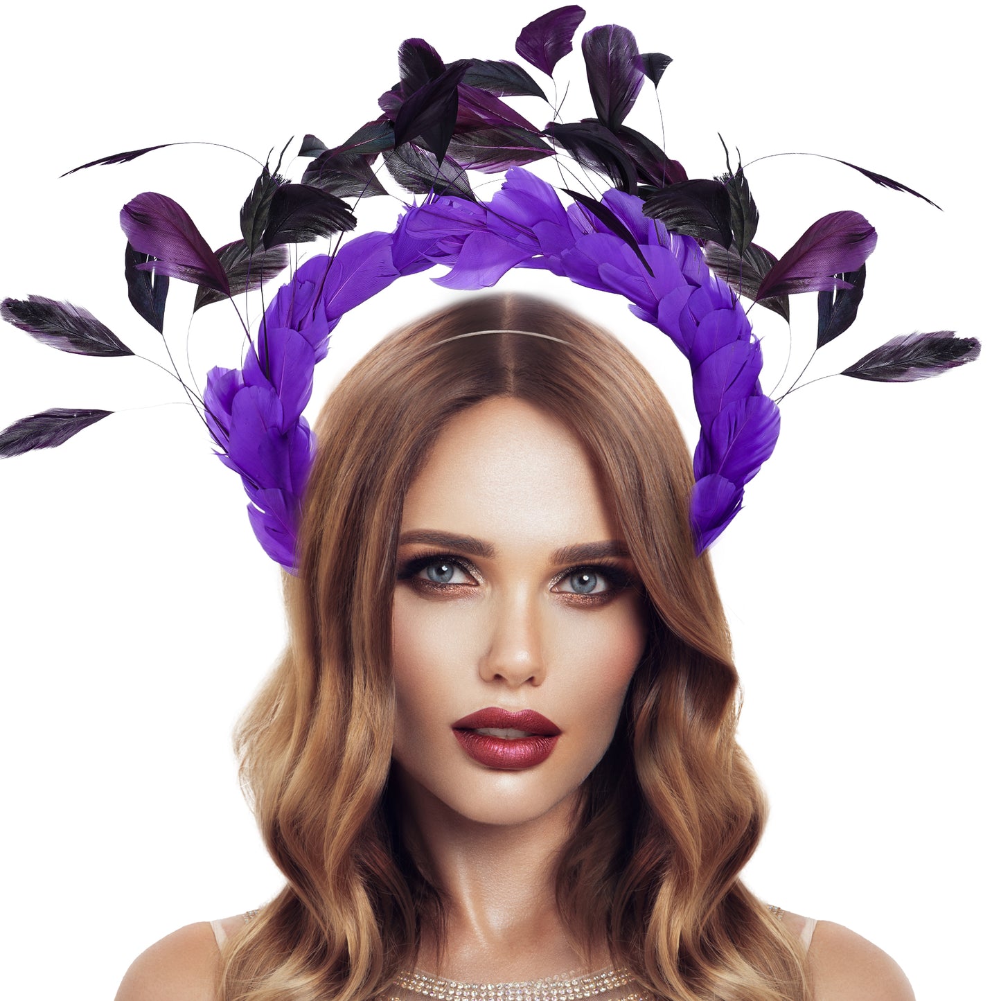 Purple Feather Halo Crown Headband - Angel Halo Crown