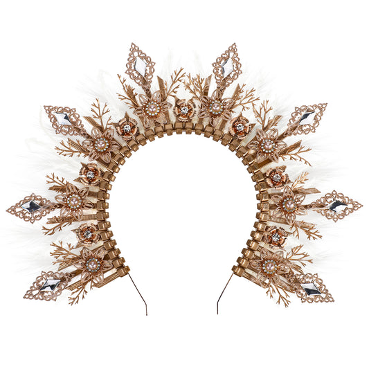Gold Halo Crown Headpiece - Queen Headband