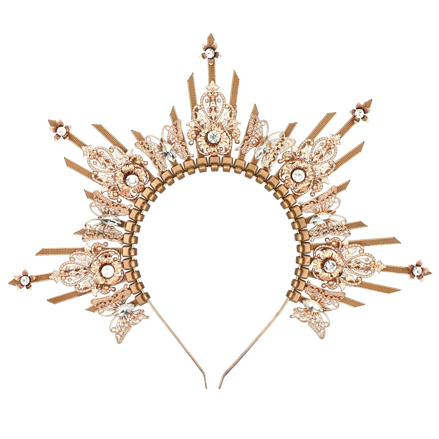 Spiked Headband Sunburst Gold Halo Crown