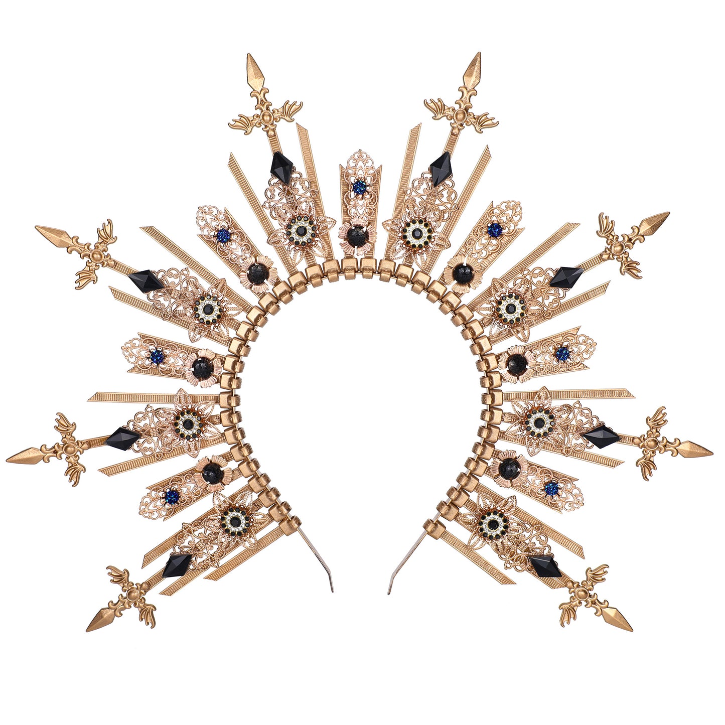 COSUCOS Halo Crown Handmade Gold Mary Goddess Headpiece