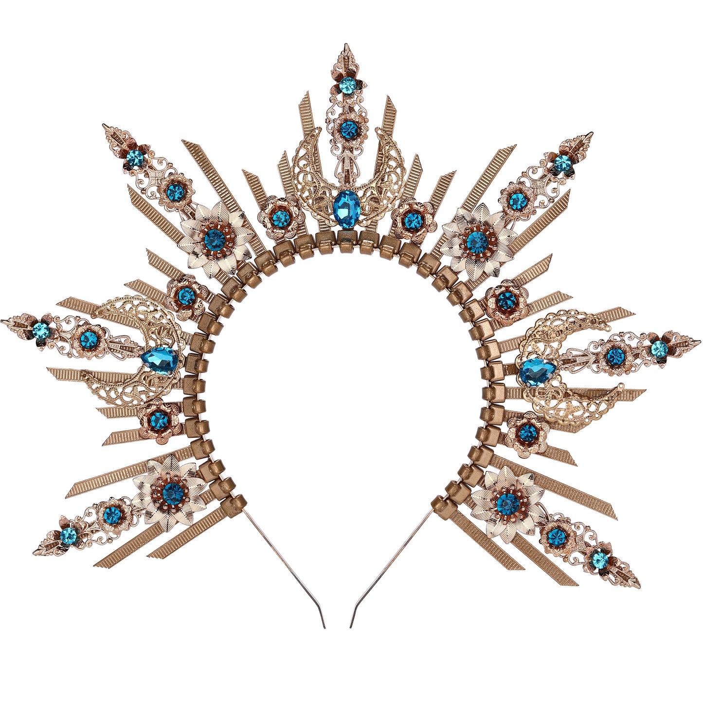 Gold Moon Sunburst Headband Goddess Tiara