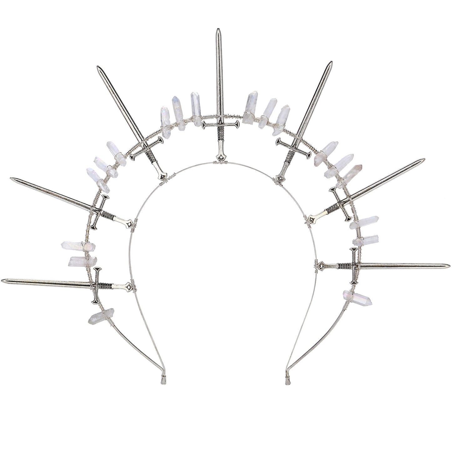 Swords Halo Crown Headband Silver - Crystal Tiara