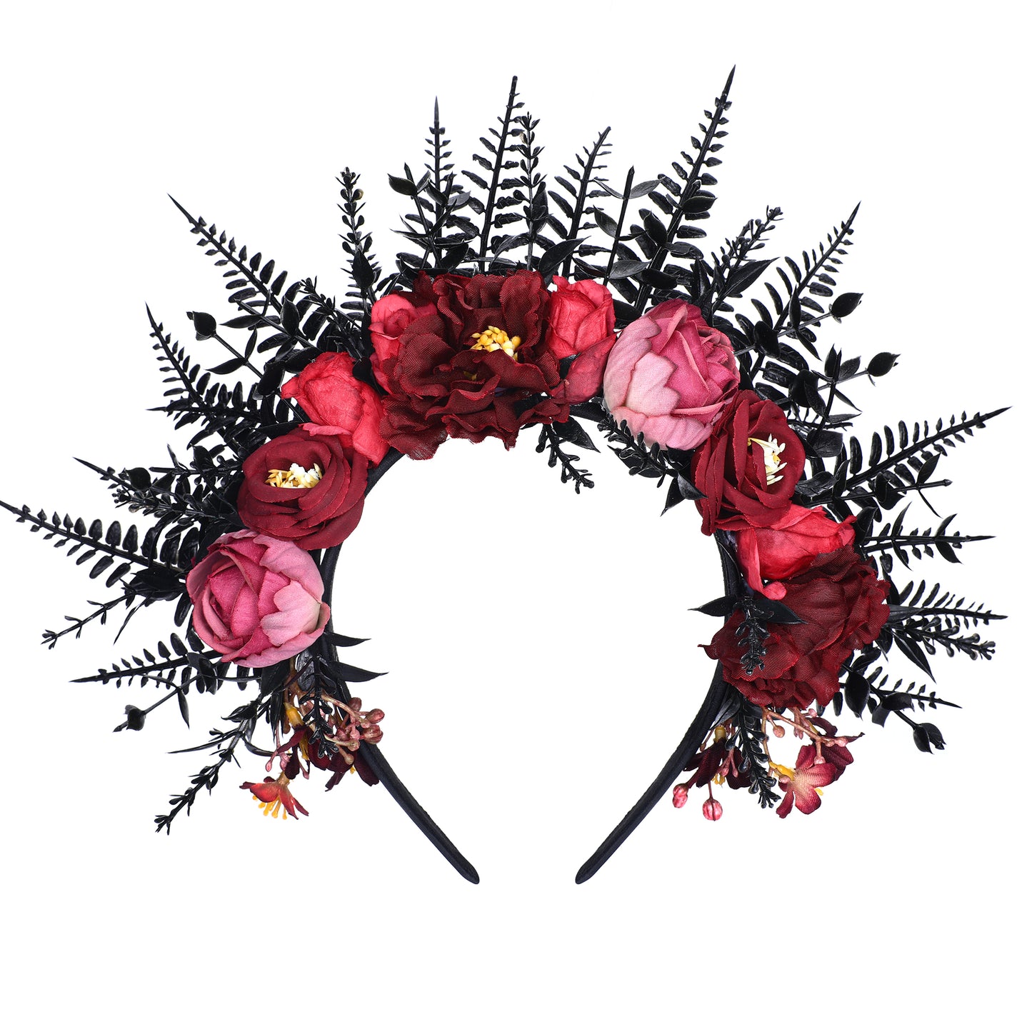 Gothic Flower Crown Black Wedding Headpiece