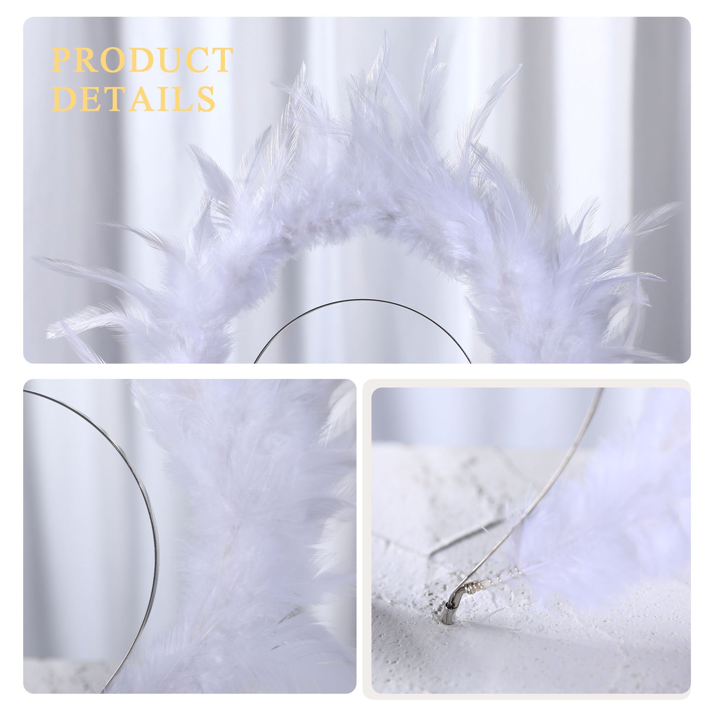 COSUCOS White Feather Halo Headband Crown