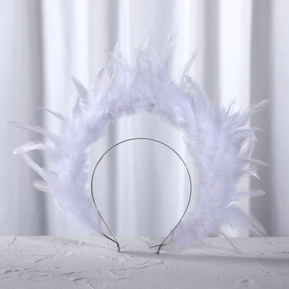 COSUCOS White Feather Halo Headband Crown