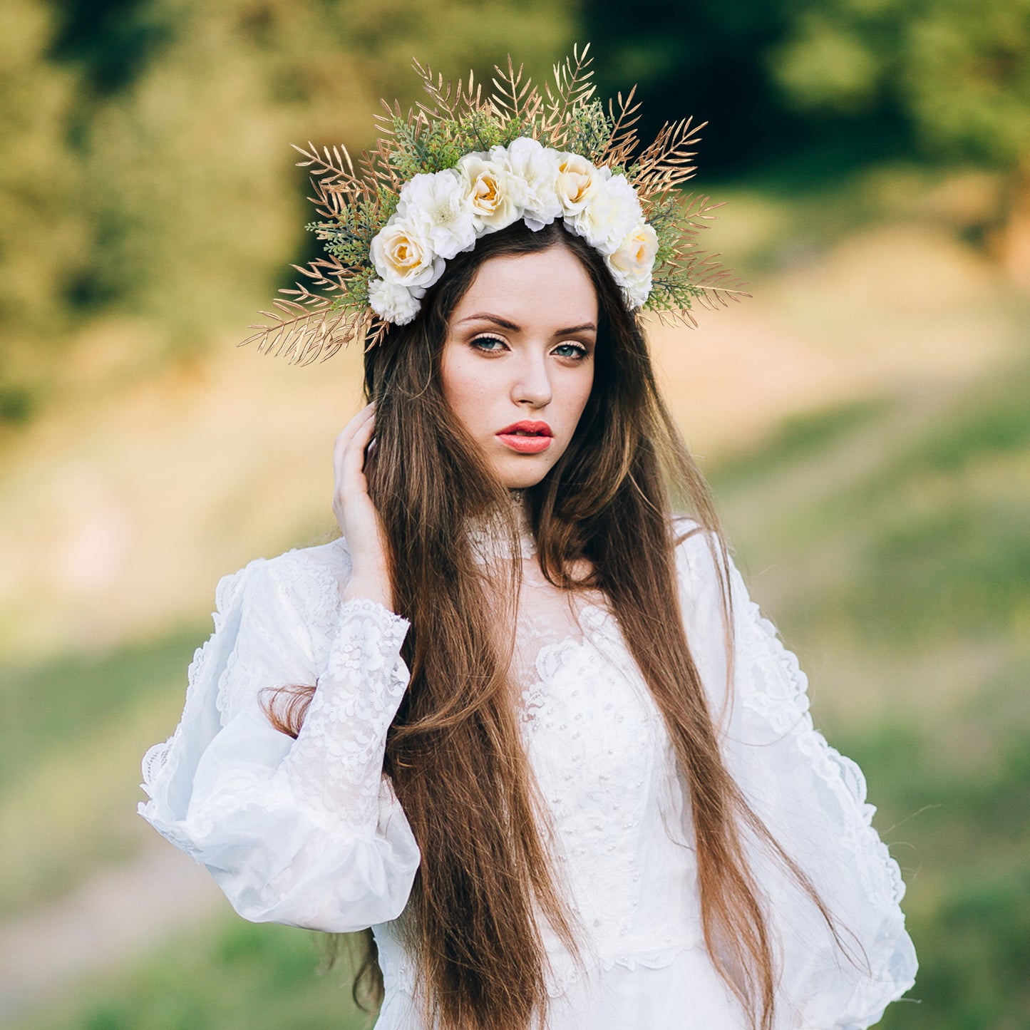 Floral Woodland Wedding Crown Headpiece