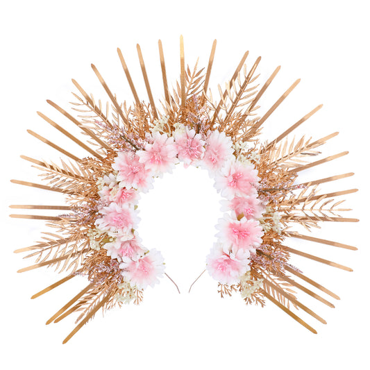 Halo Crown Headband Pink - Spiked Sunburst Headpiece