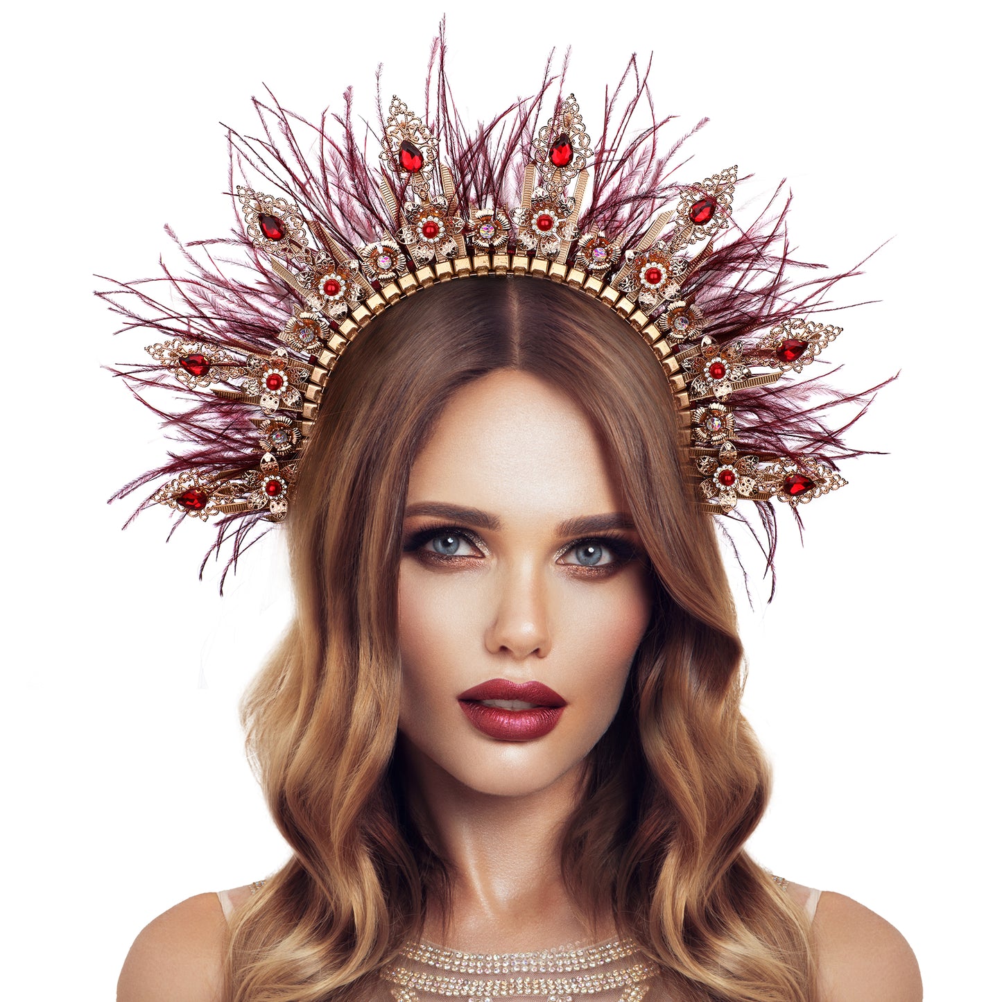 Red Feather Goddess Halo Crown