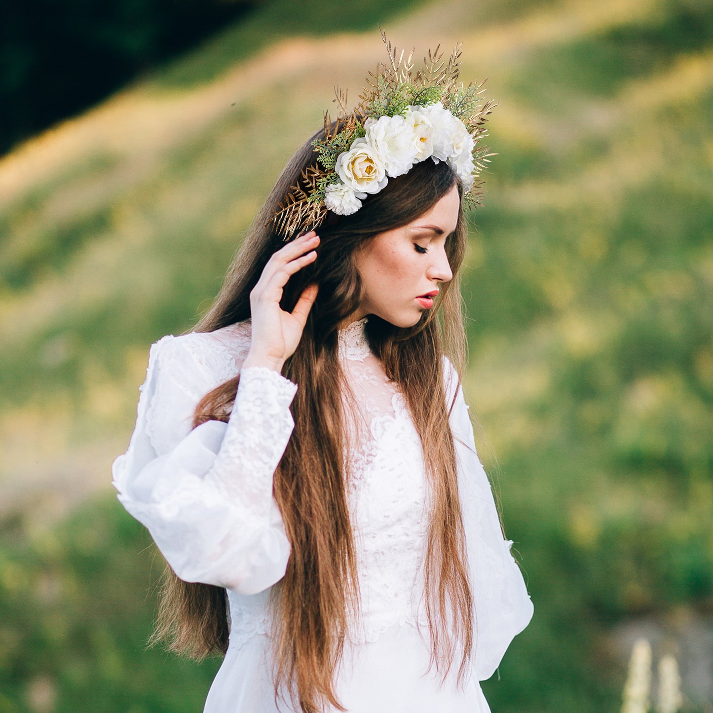 Floral Woodland Wedding Crown Headpiece