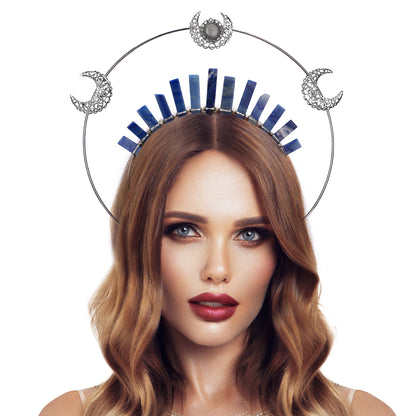 Silver Moon Halo Crown - Crystal Tiara