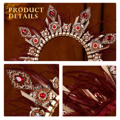 Red Feather Goddess Halo Crown