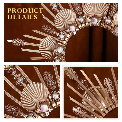 Shell Halo Crown Headpiece Gold Spiked Headband