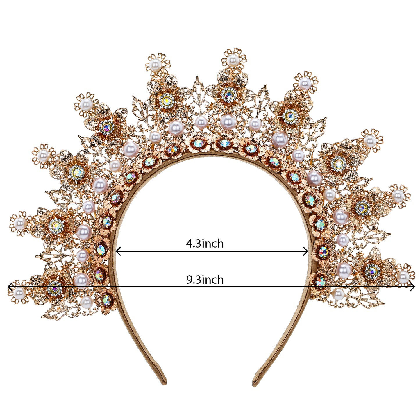 COSUCOS Gold Halo Crown Headpiece - Goddess Gold Leaf Crown Sunburst Headband