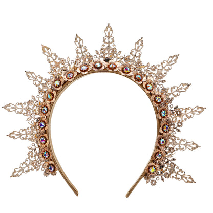 COSUCOS Halo Crown Headpiece Gold - Mary Goddess Halo Headband