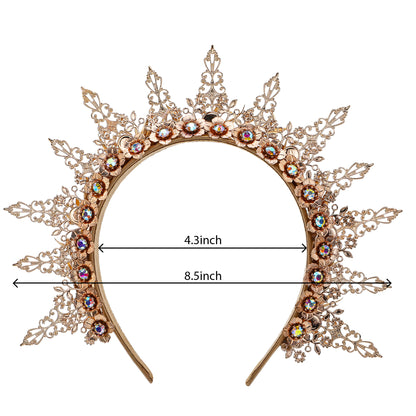 COSUCOS Halo Crown Headpiece Gold - Mary Goddess Halo Headband