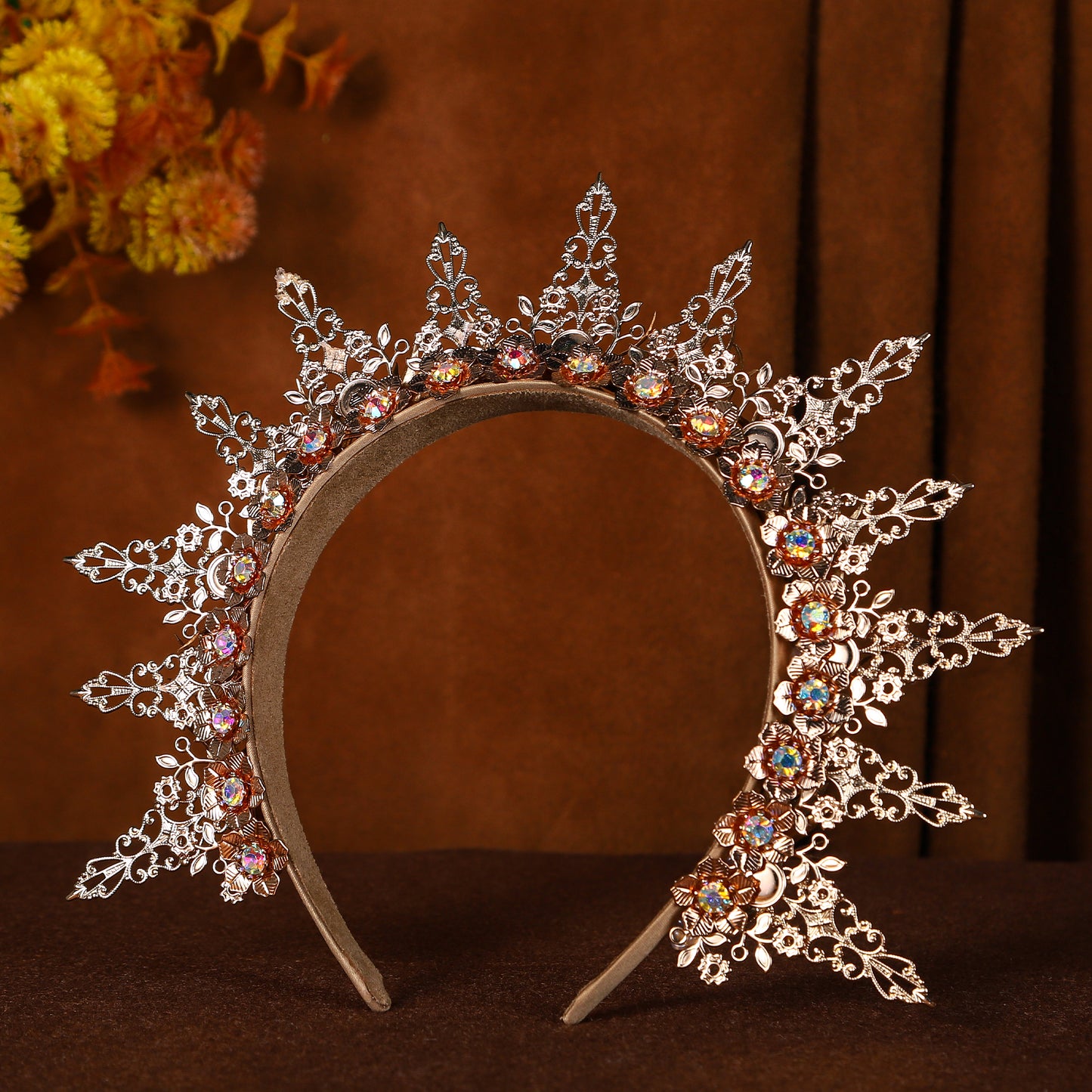 COSUCOS Halo Crown Headpiece Gold - Mary Goddess Halo Headband