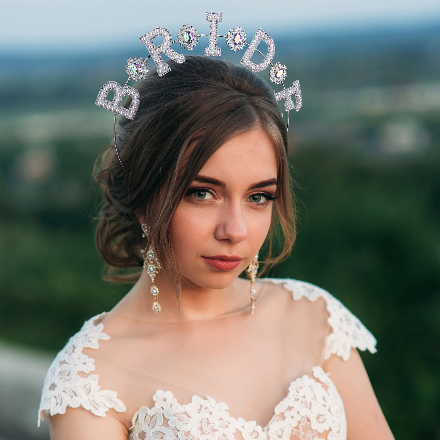 Silver Bride Halo Crown Bride Headband Rhinestone Bachelorette Headband