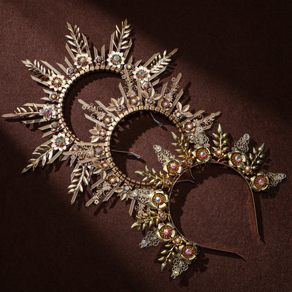 COSUCOS Halo Crown Sunburst Spike Headband - Greek Medusa Goddess Gold Angel Crown