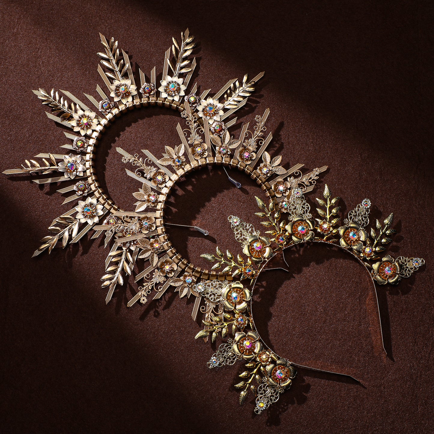 COSUCOS Gold Sunburst Halo Spike Crown -  Sun Headpiece Star Crown