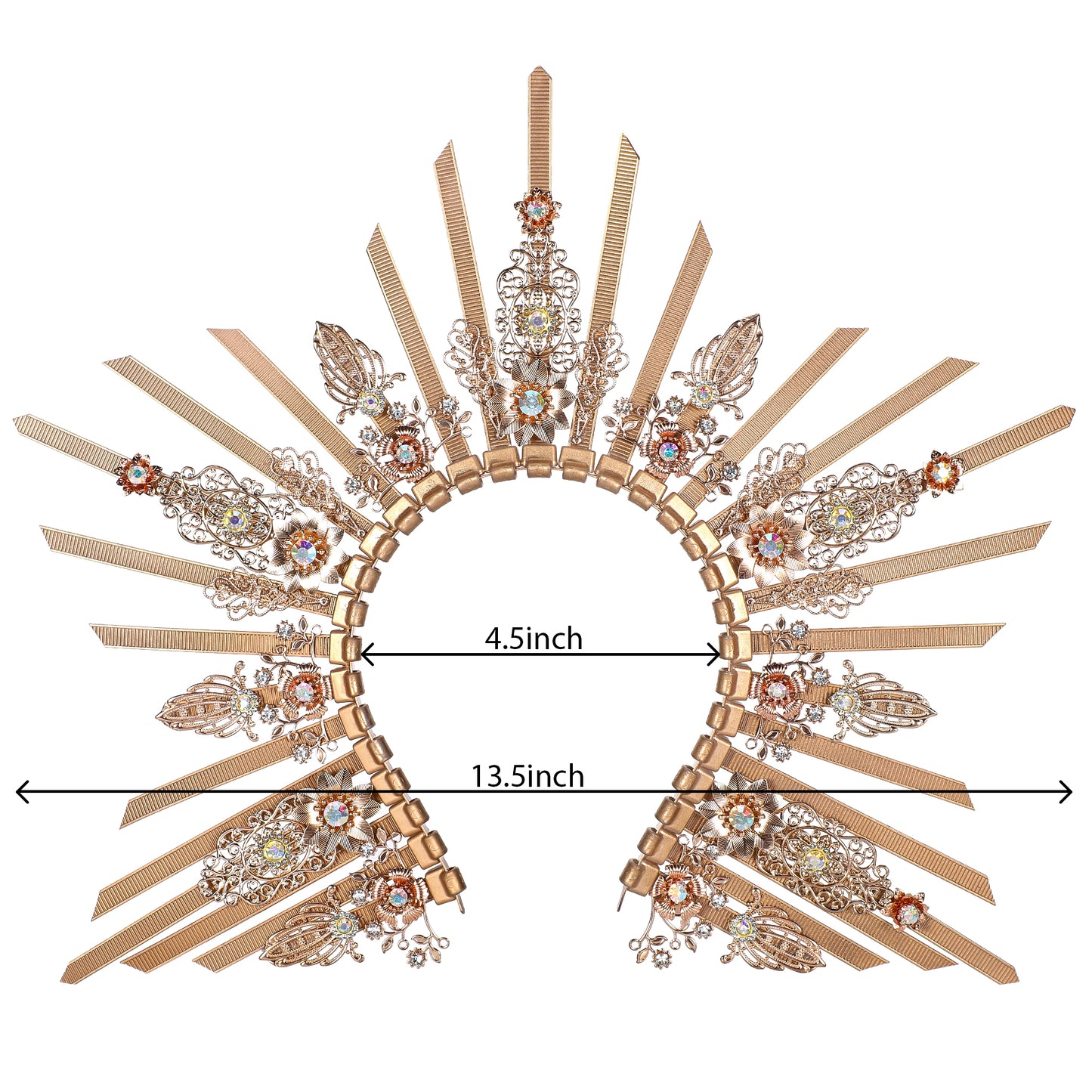 COSUCOS Gold Halo Sunburst Spike Crown - Medusa Queen Adult Headdress Flower Piece