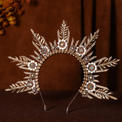 COSUCOS Halo Crown Sunburst Spike Headband - Greek Medusa Goddess Gold Angel Crown