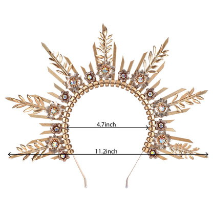 COSUCOS Halo Crown Sunburst Spike Headband - Greek Medusa Goddess Gold Angel Crown