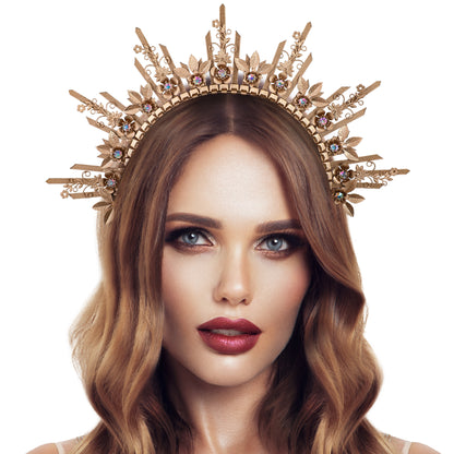 COSUCOS Goddess Halo Sunburst Spike Crown - Cosplay Greek Costume Headband Crown Halloween Liberty Queen