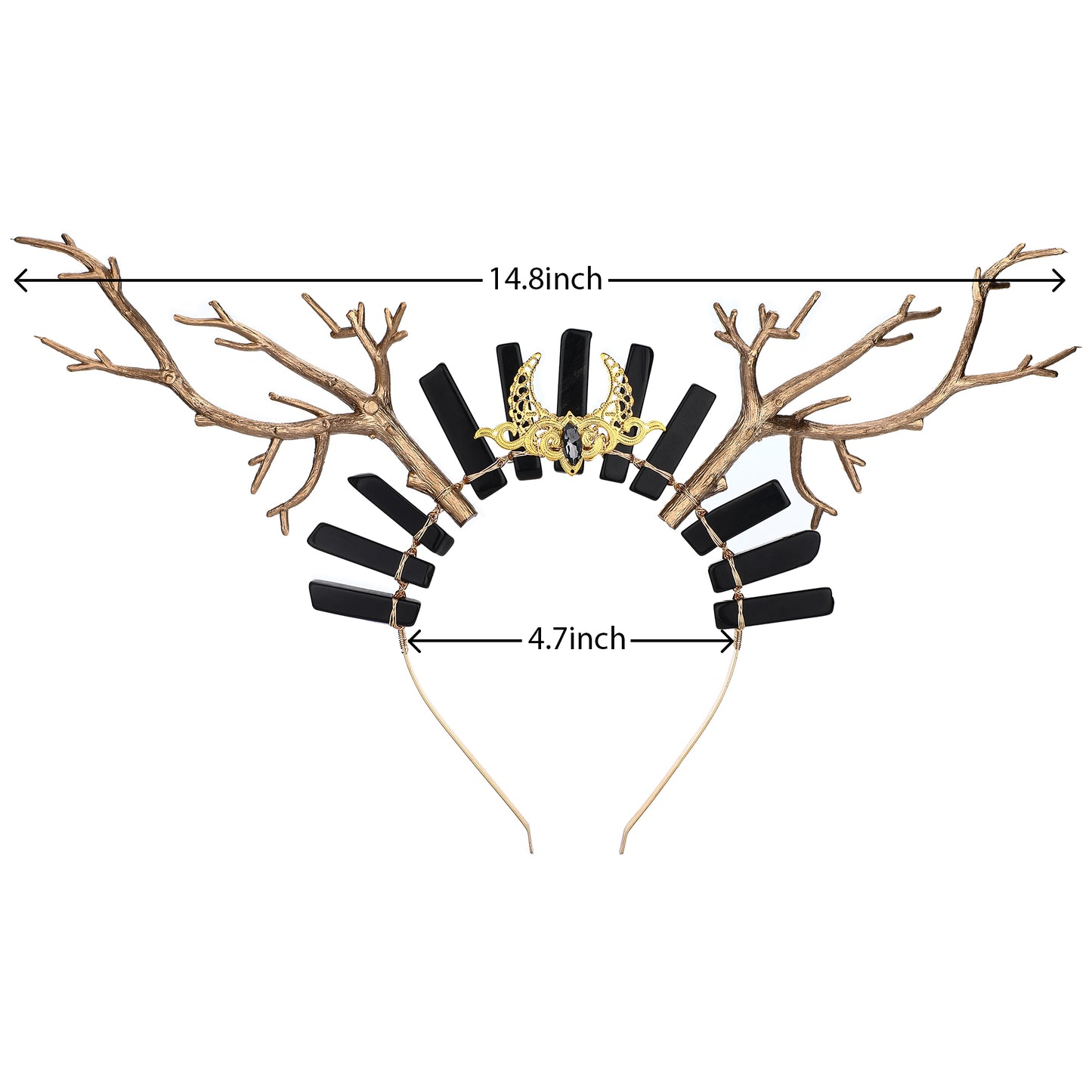 Gold Deer Antler Headband Moon Crystal Crown