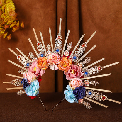 COSUCOS Flower Halo Crown Handmade Fairy Blue Roses Headpiece