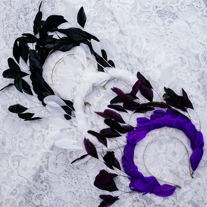 White Feather Halo Crown Headband- Angel Halo Crown