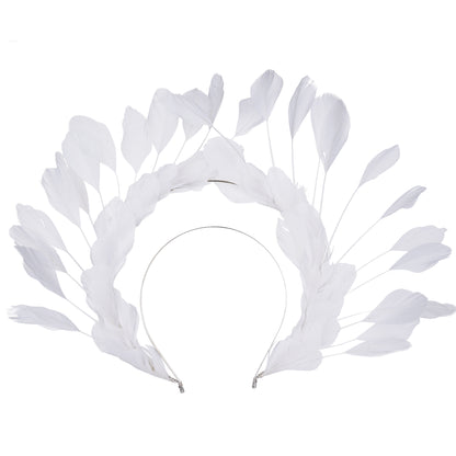 White Feather Halo Crown Headband- Angel Halo Crown