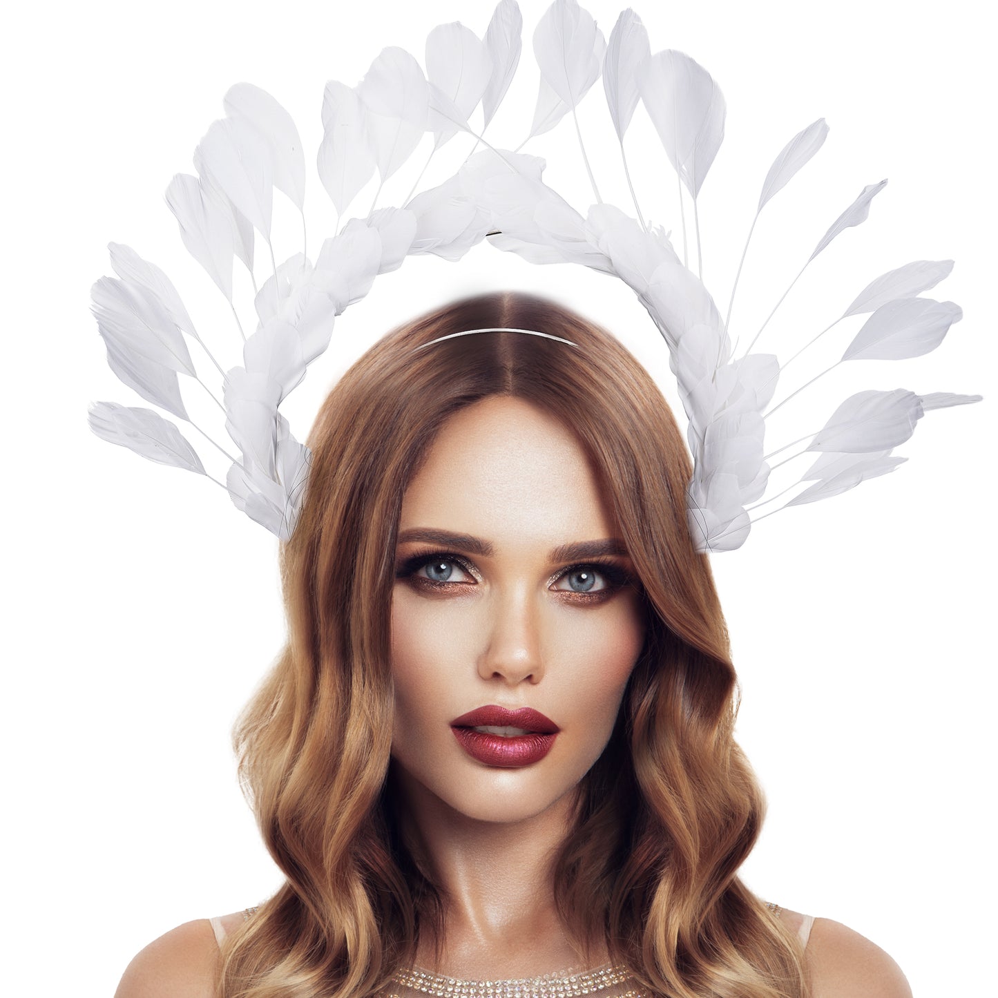 White Feather Halo Crown Headband- Angel Halo Crown