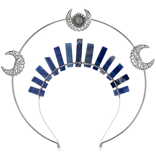 Silver Moon Halo Crown - Crystal Tiara